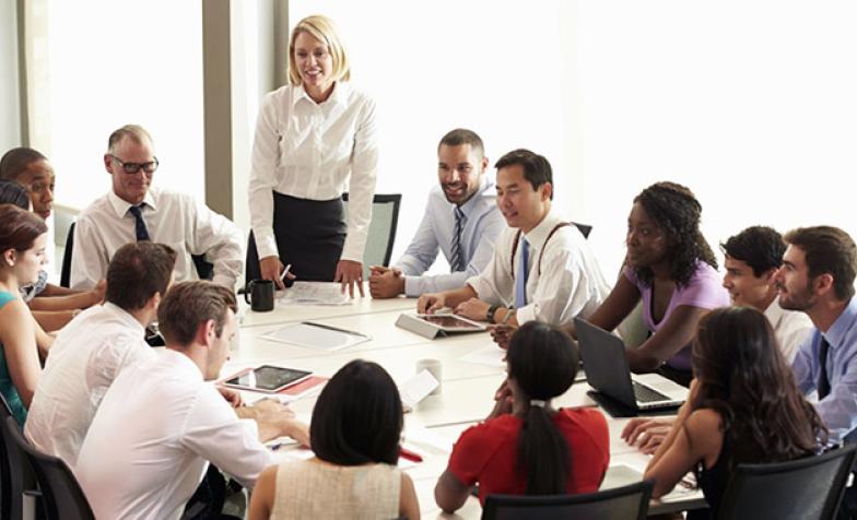 A stock photo of a governance meeting