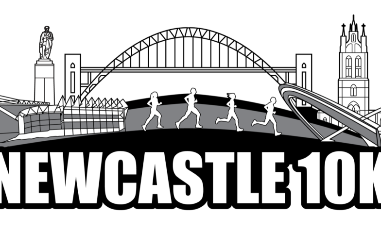 Newcastle 10k logo with image of Newcastle skyline in the background