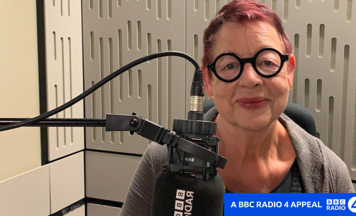 Jo Brand in BBC recording studio for BBC Radio 4 charity appeal