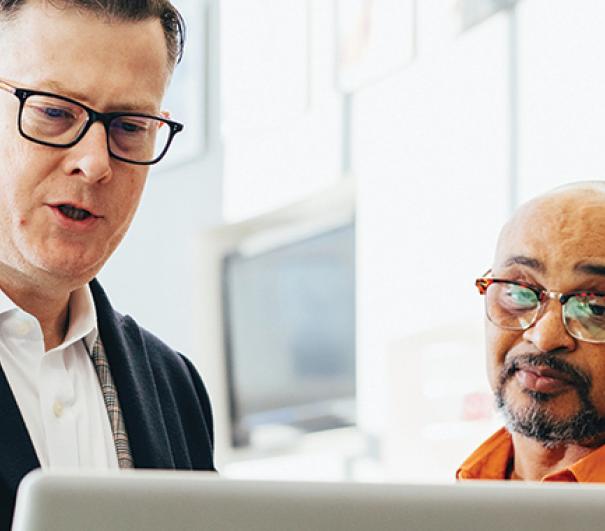 Two employees having a meeting