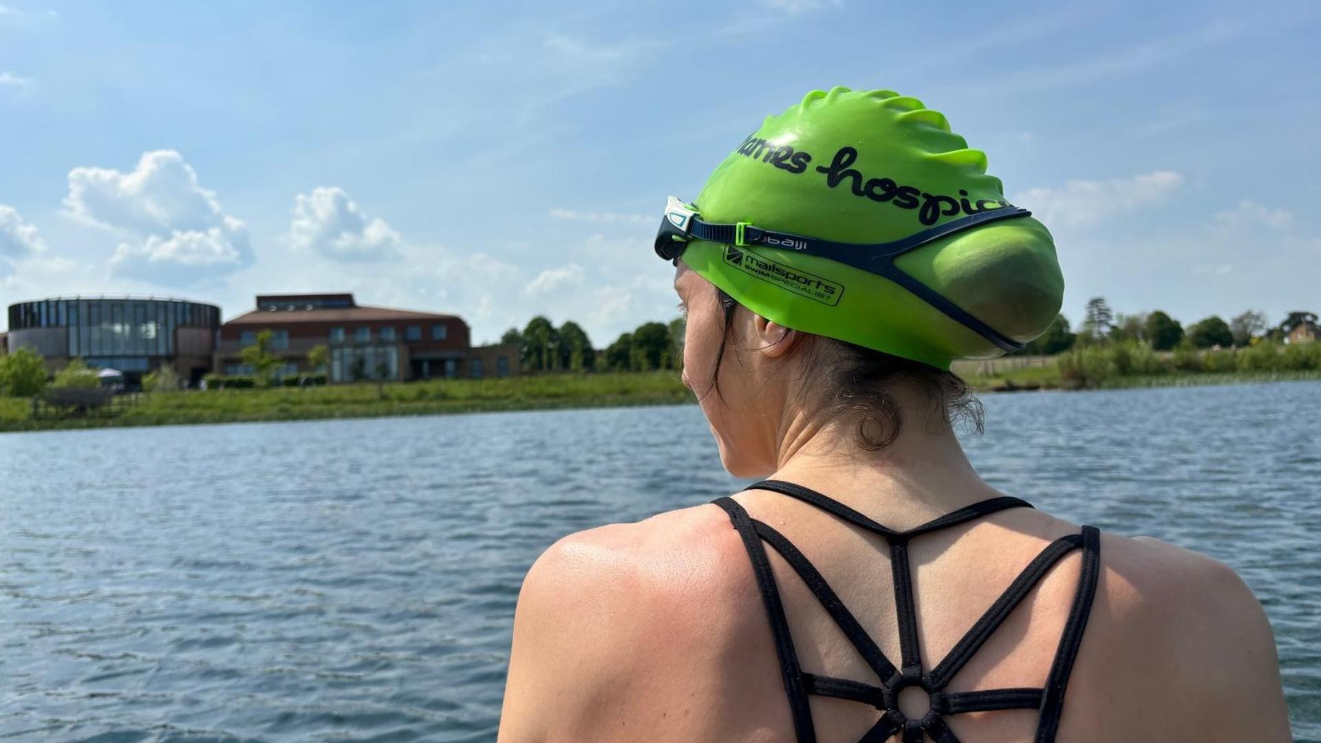 Marta takes on the challenge of an open water swim at the hospice