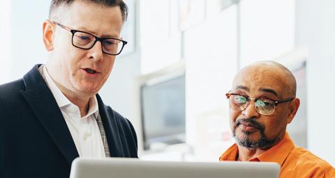 Two employees having a meeting
