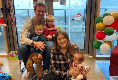 The strange family all together at christmas