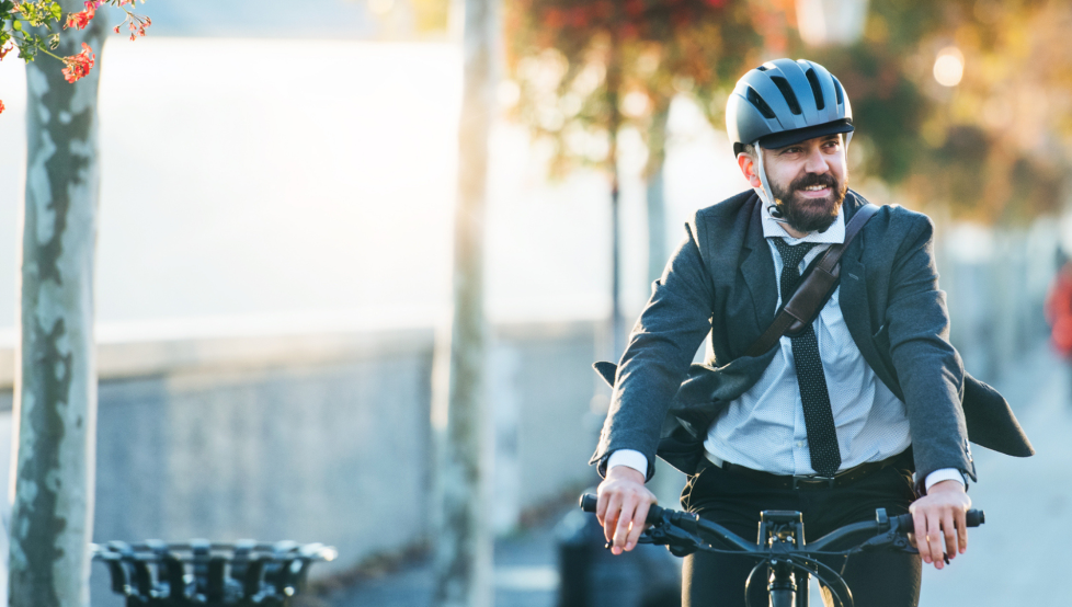 This is a stock photo of someone riding a bicycle