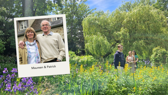 Maureen Kesteven and her husband Patrick, who received hospice care. Patrick's legacy lives on today through Maureen's open gardens for the National Garden Scheme